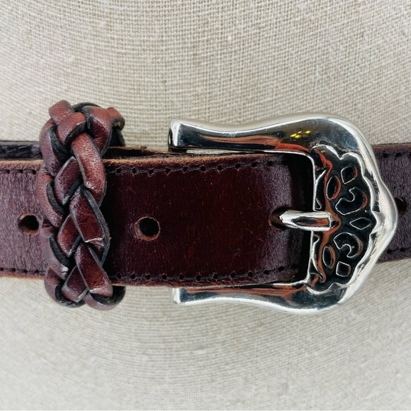 Vintage Capezio Brown Braided Western Gothic Leather Belt w/Silver Accents main image 12